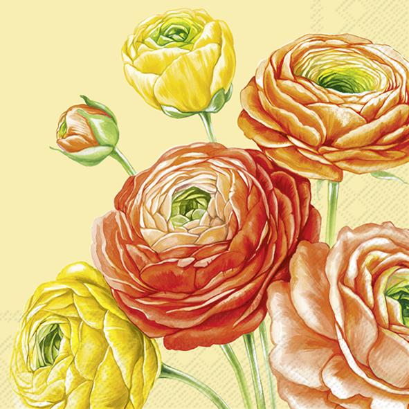 Serviettes Cocktail Ranunculus yellow