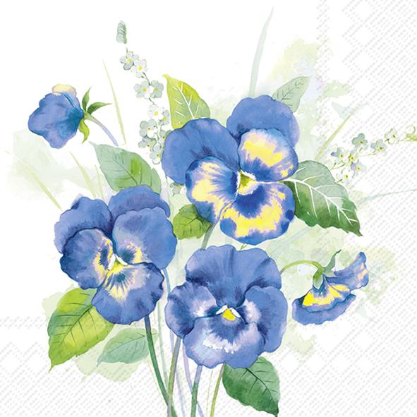 Serviettes Lunch Pansies Bouquet blue