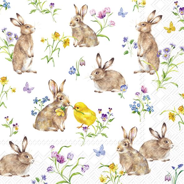 Serviettes Lunch Easter Friends white