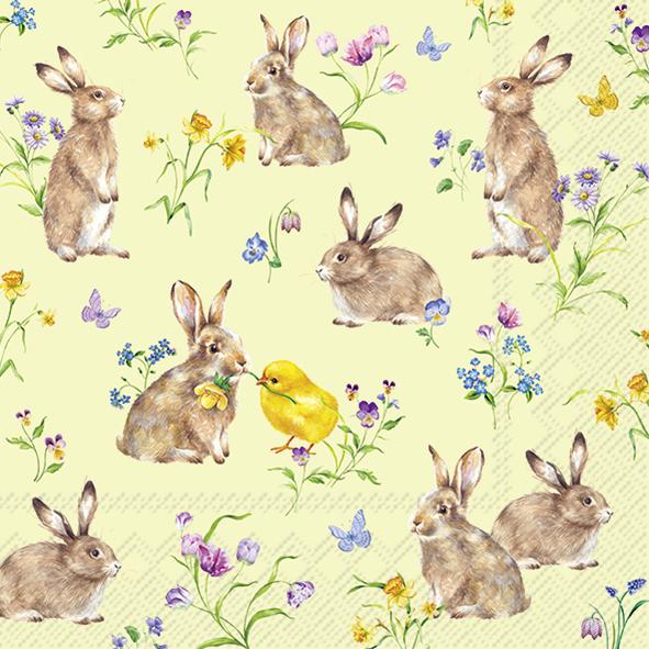 Serviettes Lunch Easter Friends light green