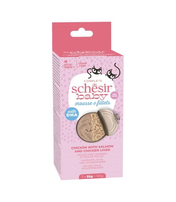 SCHESIR BABY MOUSSE & FILET BOITE 3X55G POULET ET SAUMON
