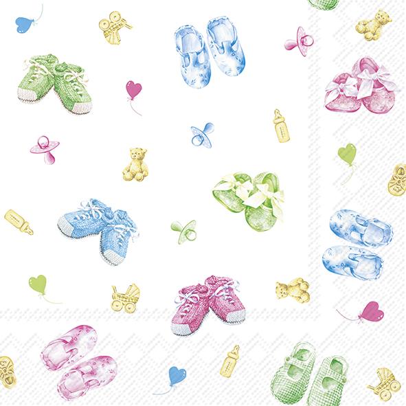 Serviettes Cocktail Baby Shoes Allover green