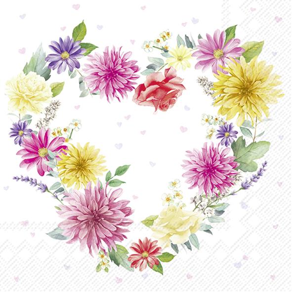 Serviettes Cocktail Heart made of Flowers