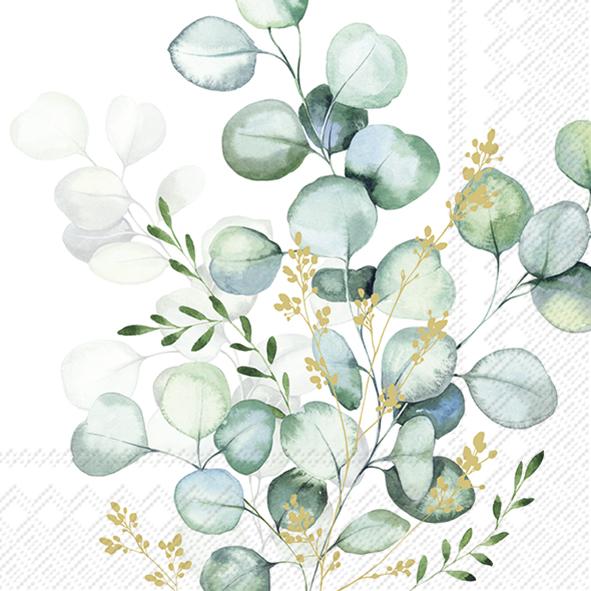 Serviettes Lunch Eucalyptus Bouquet gold