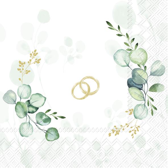 Serviettes Lunch Eucalyptus Rings gold