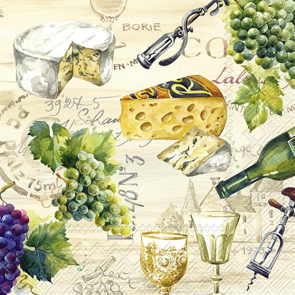 Serviettes Lunch Wein, cream