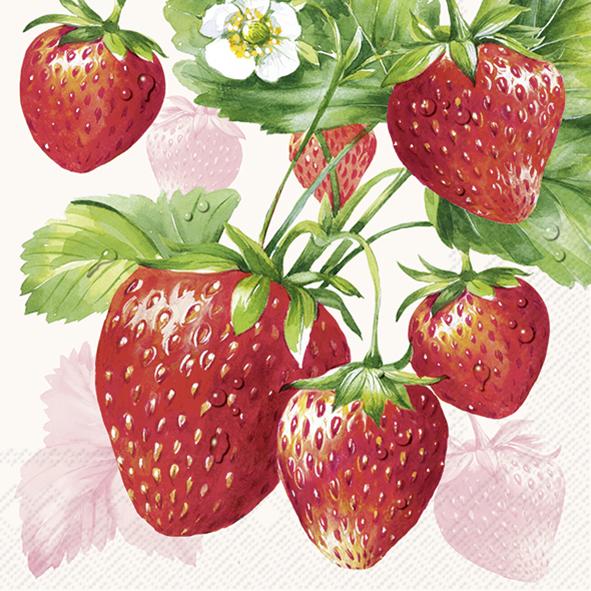 Serviettes Cocktail Strawberry Fruits cream