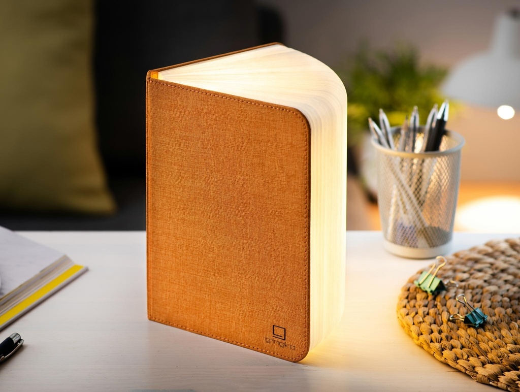 Lampe de lecture intelligente en tissu de lin Orange