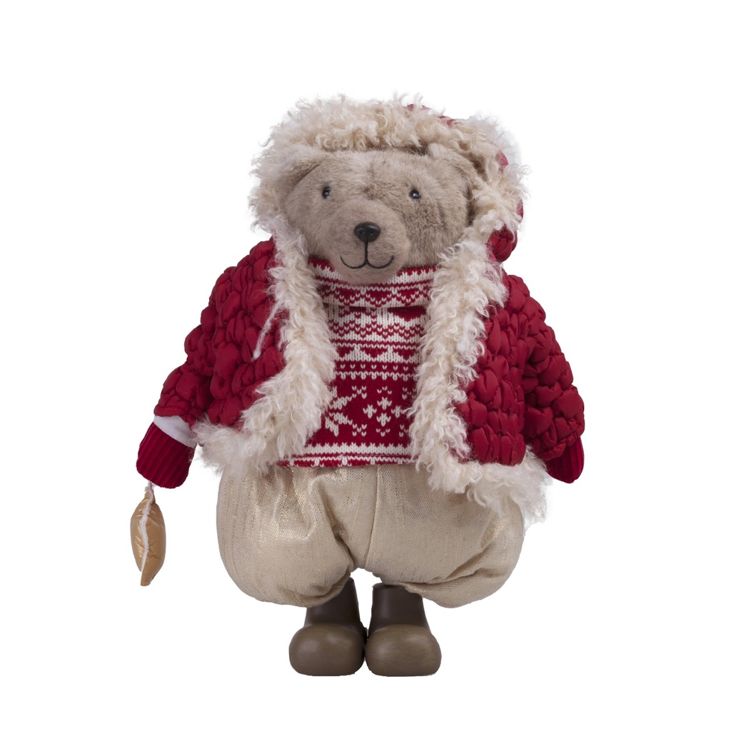 Ourson en Doudoune rouge à poser