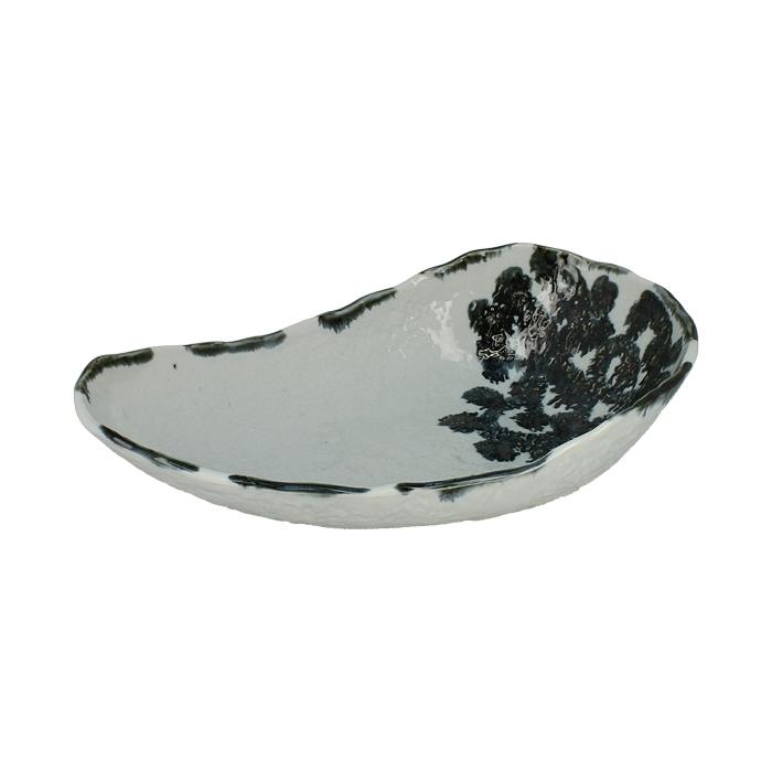 Saladier oval blanc dessin grappe