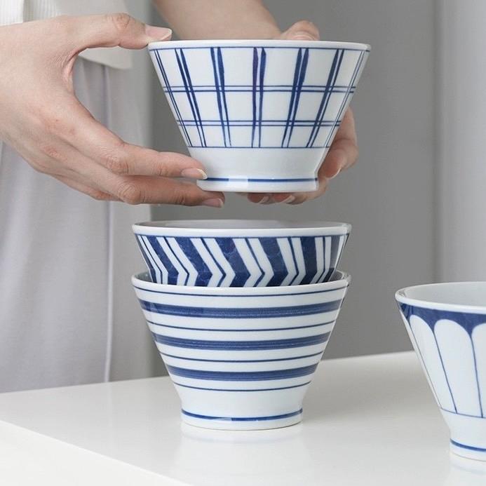 Set 4 bols Ramen Lotus & géométrie