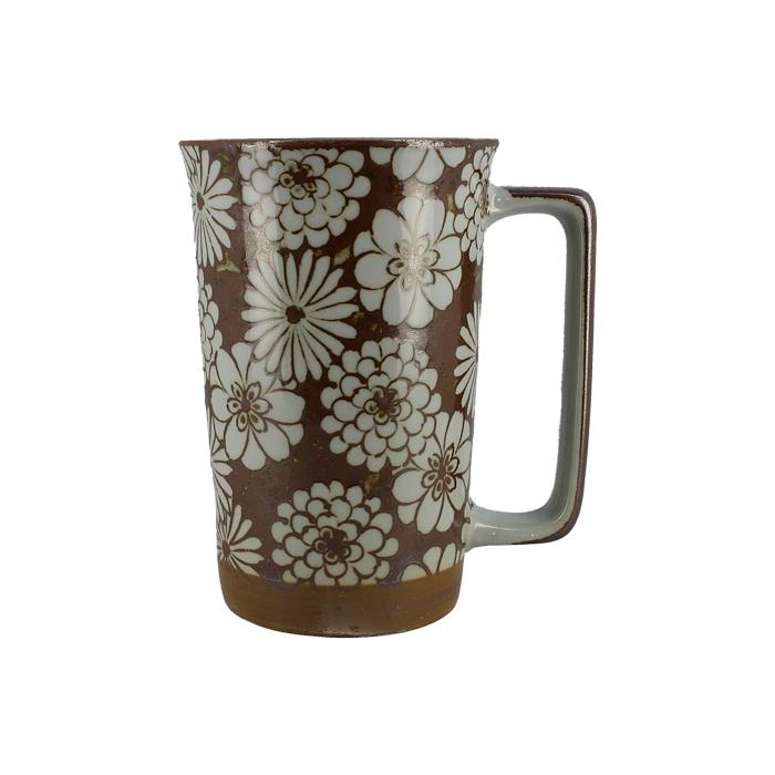 Mug pattern Fleurs rondes brun