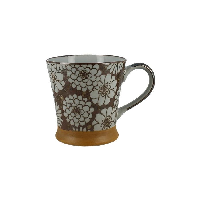 Mug pattern Fleurs rondes brun