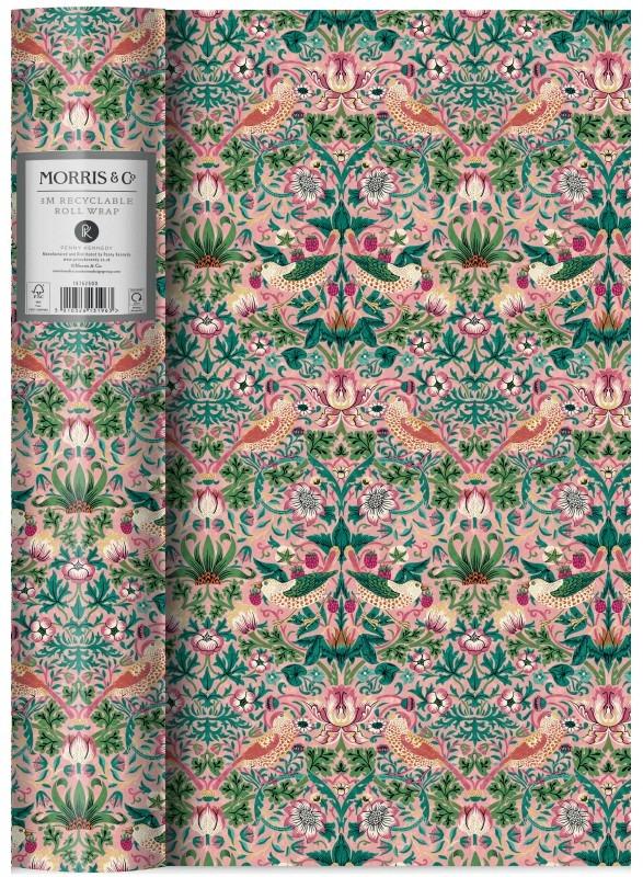 Papier cadeaux Strawberry thief blush