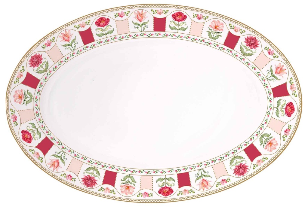 Plat ovale Flowery avec boite cadeau