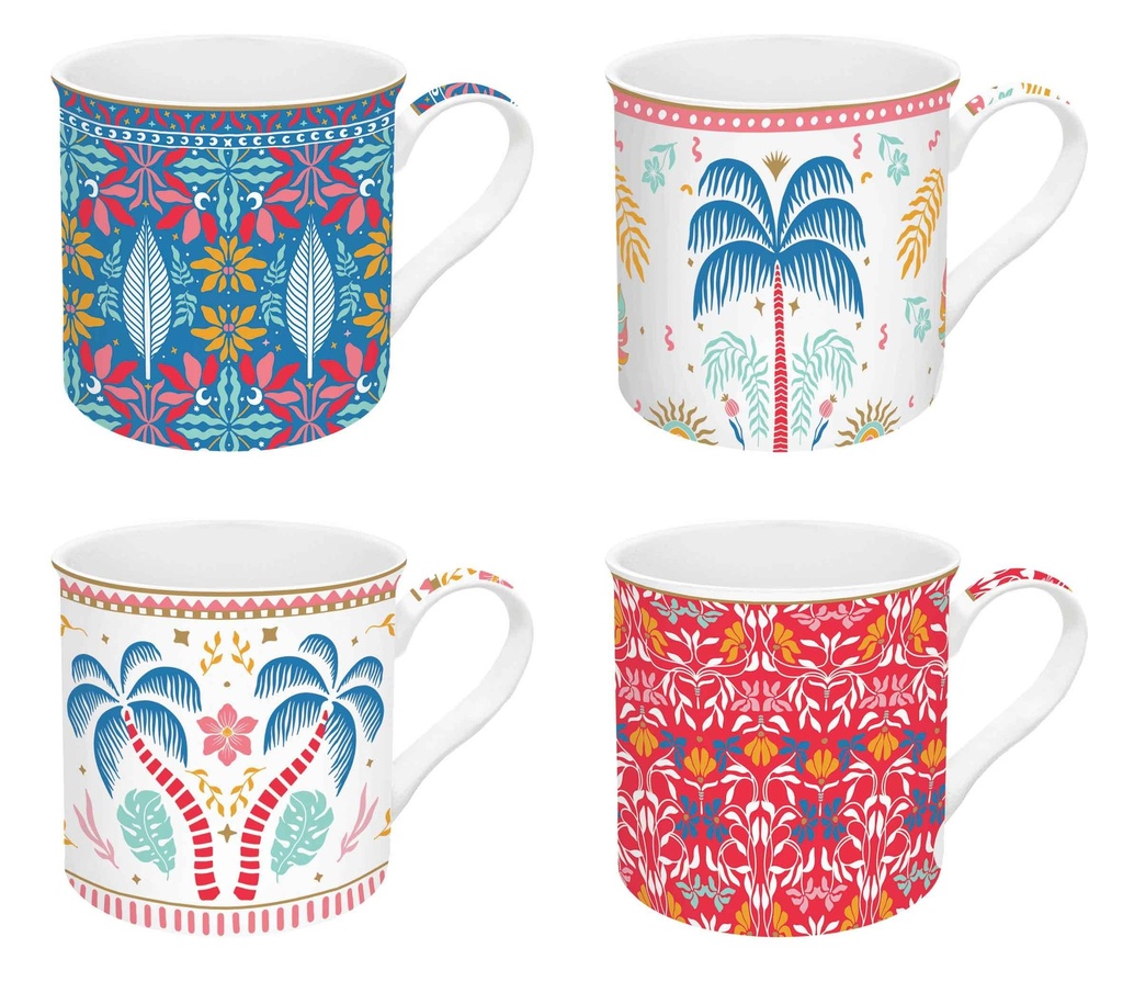 Coffret 4 mugs Tropical Groovy