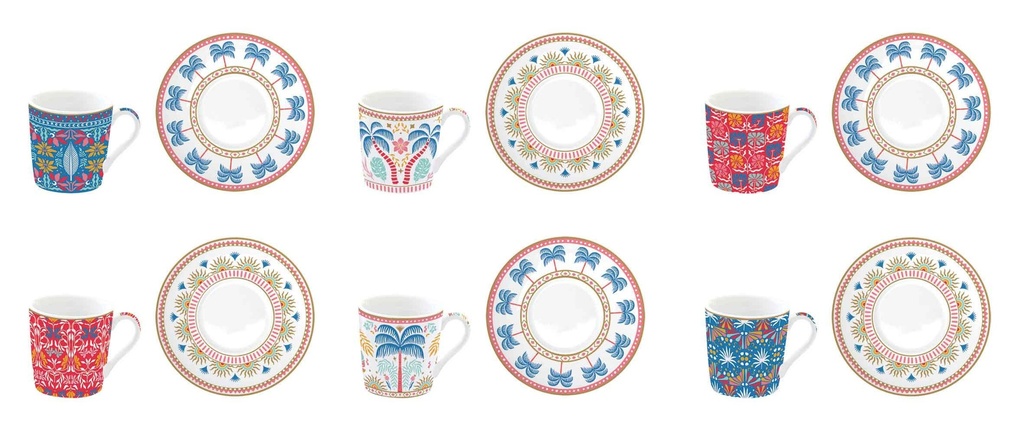 Coffret 6 Tasses expresso Tropical Groovy