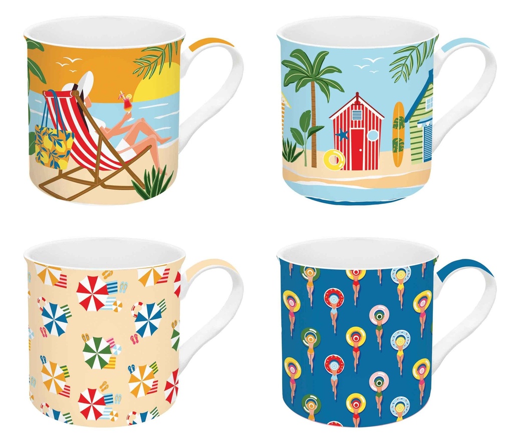 Coffret 4 mugs A La Plage
