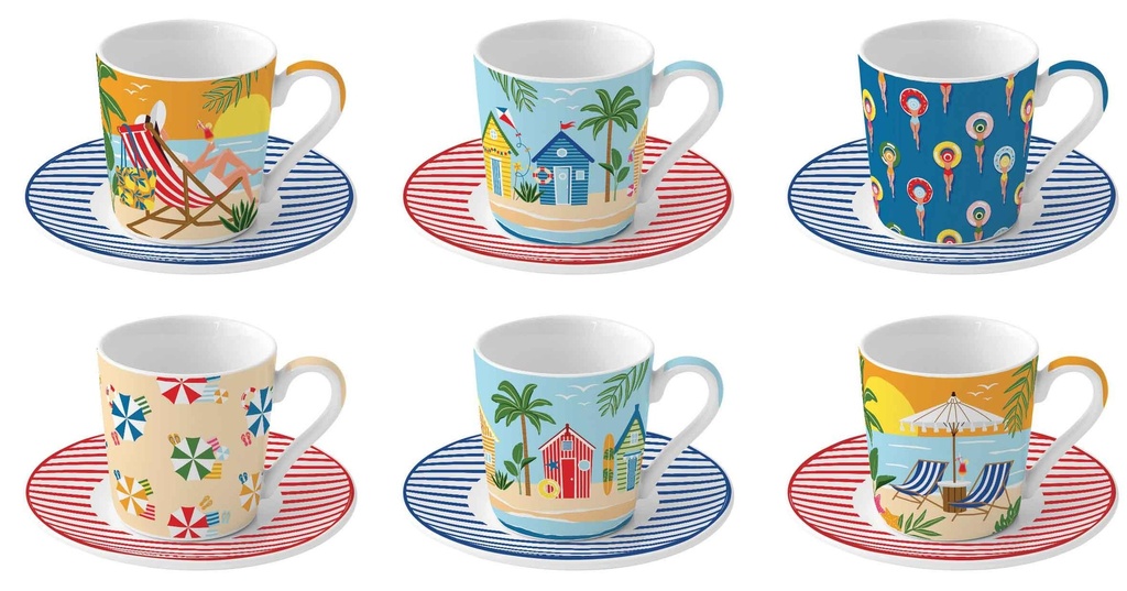 Coffret 6 Tasses expresso A La Plage