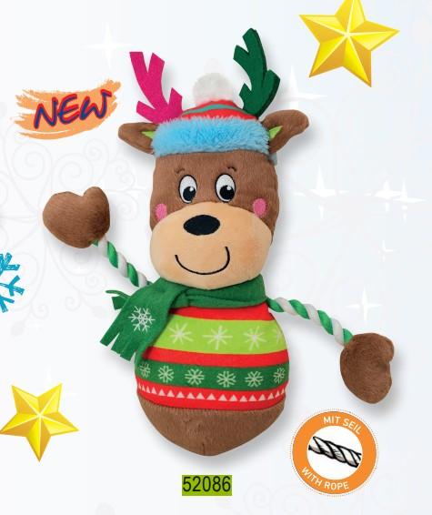 Jouet chien Noël Renne corde