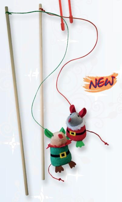 Jouet chat Noël baguette souris
