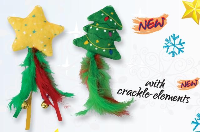 Jouet chat Noël plumes