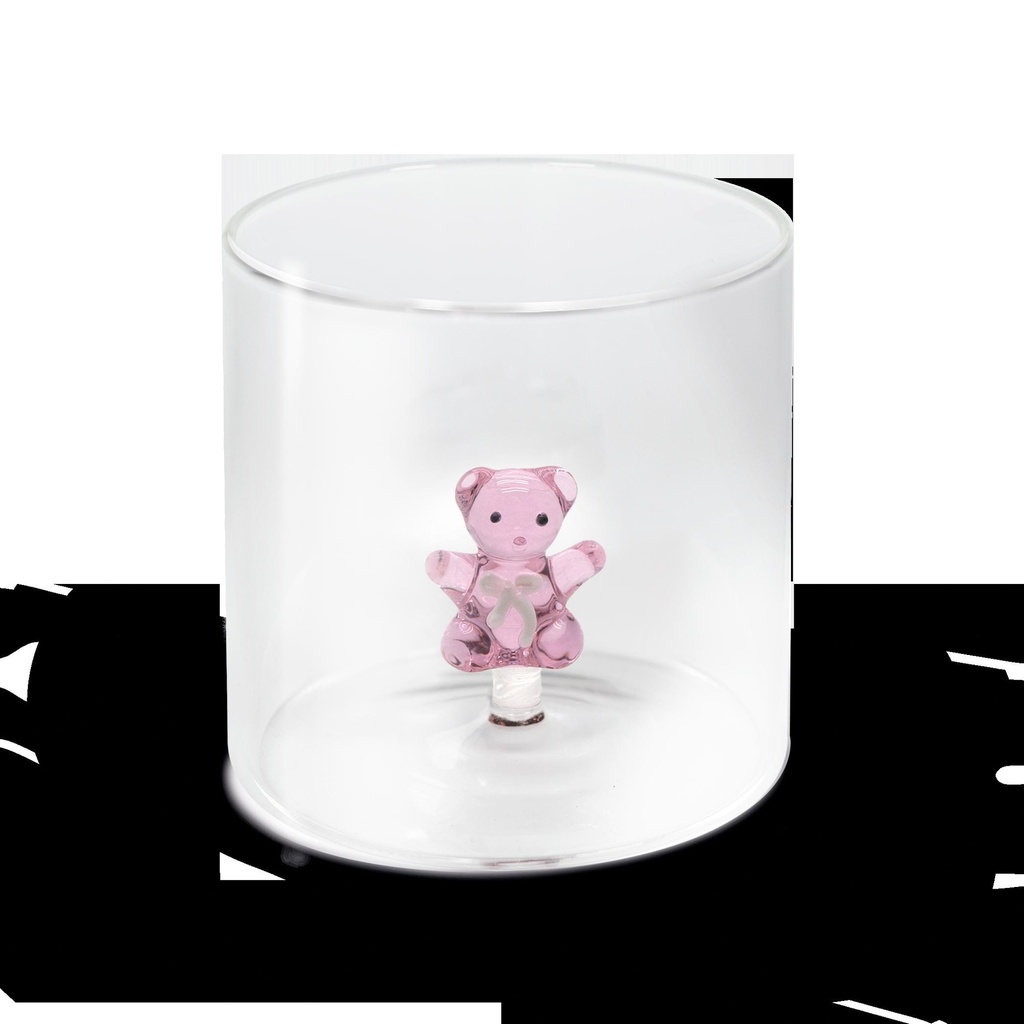 Verre à eau Teddy bear rose avec boite cadeau