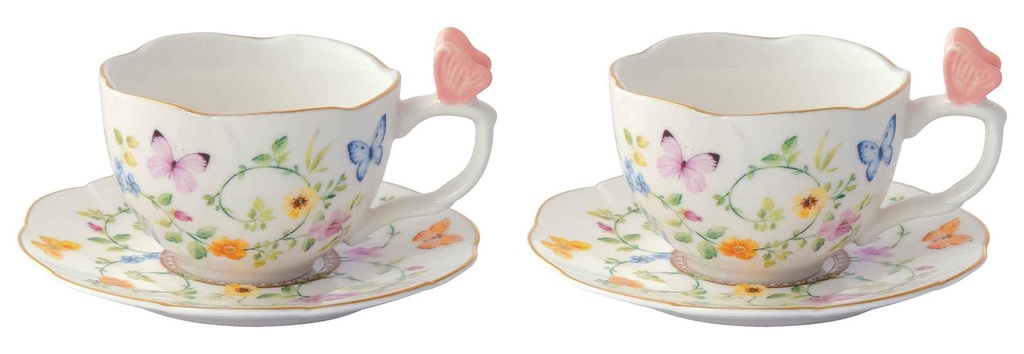 Coffret 2 Tasses à café Dancing Butterflies avec boite cadeau