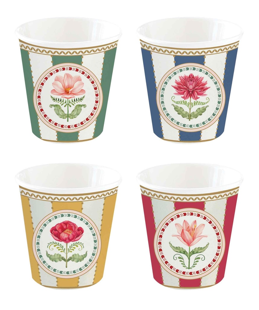 Coffret 4 Tasses expresso Flowery avec boite cadeau