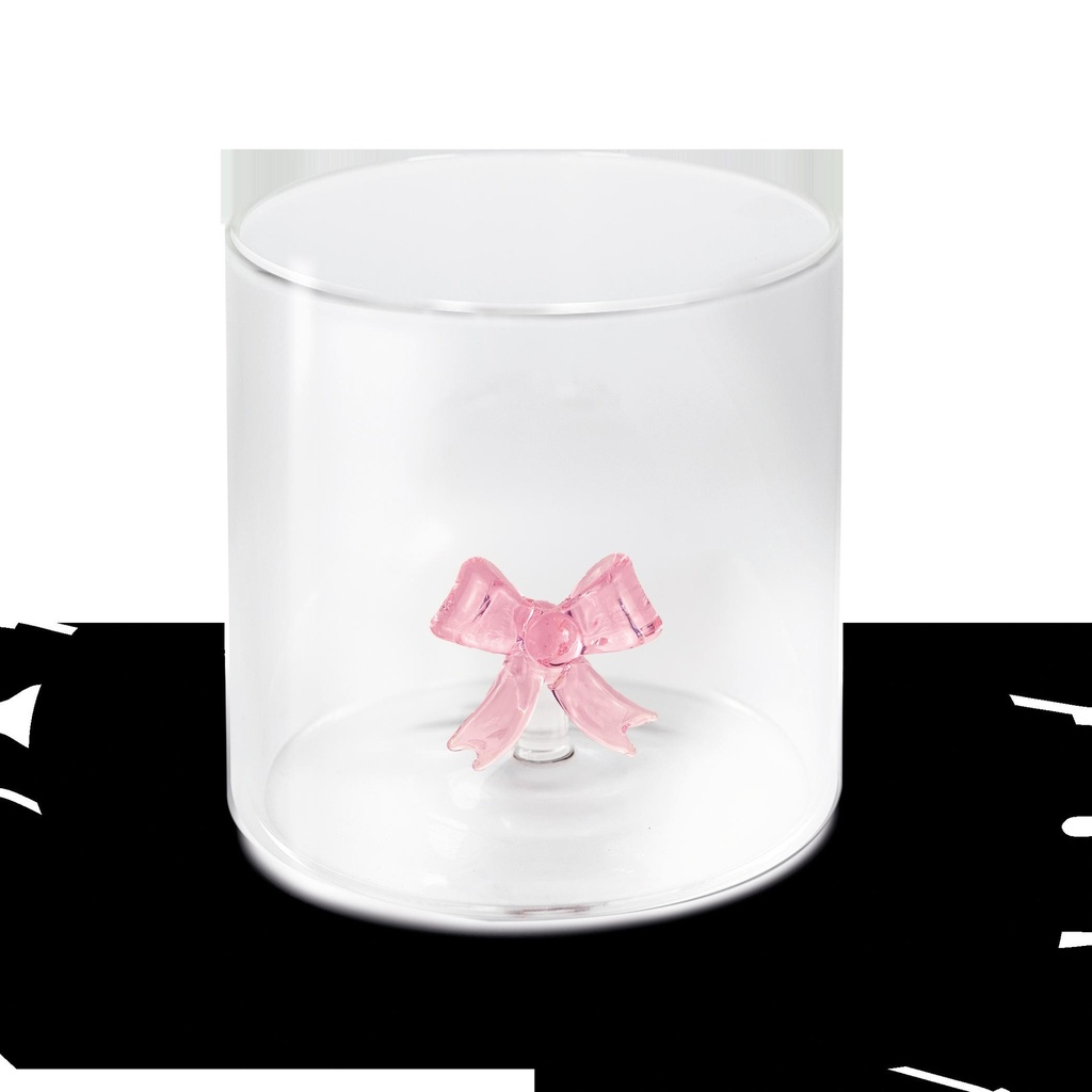 Verre à eau Nœud rose avec boite cadeau