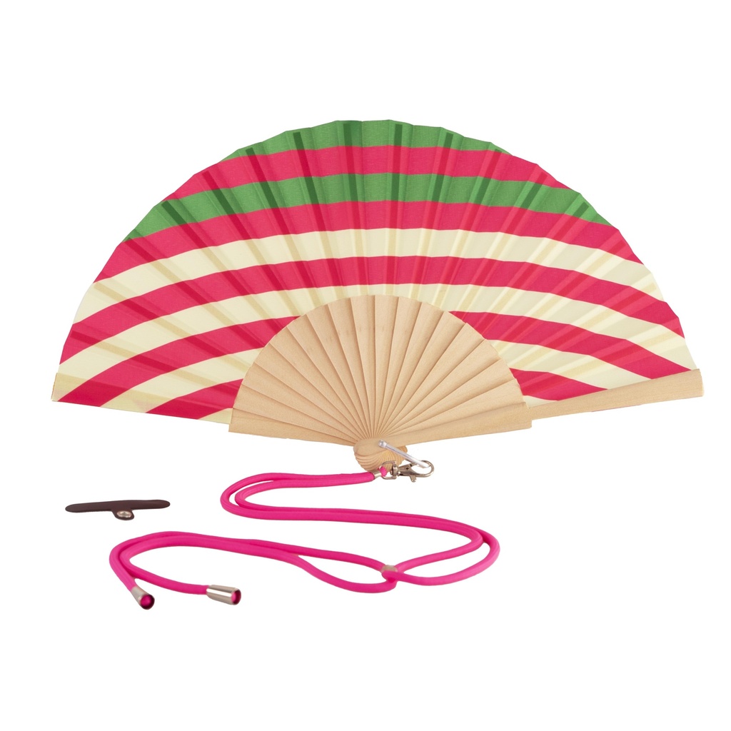 Eventail avec bandoulière Oblique stripes dans boite cadeau