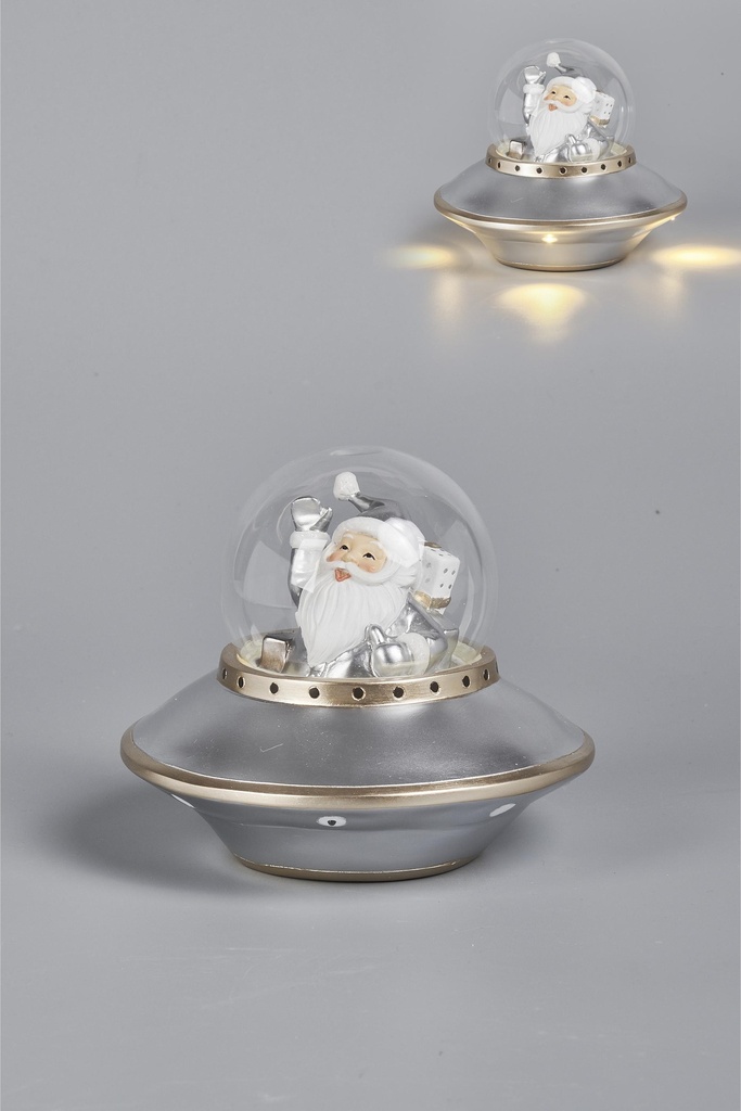 Père Noël dans soucoupe volante avec LED