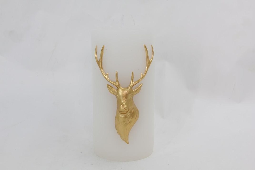 Bougie cylindrique avec Cerf doré