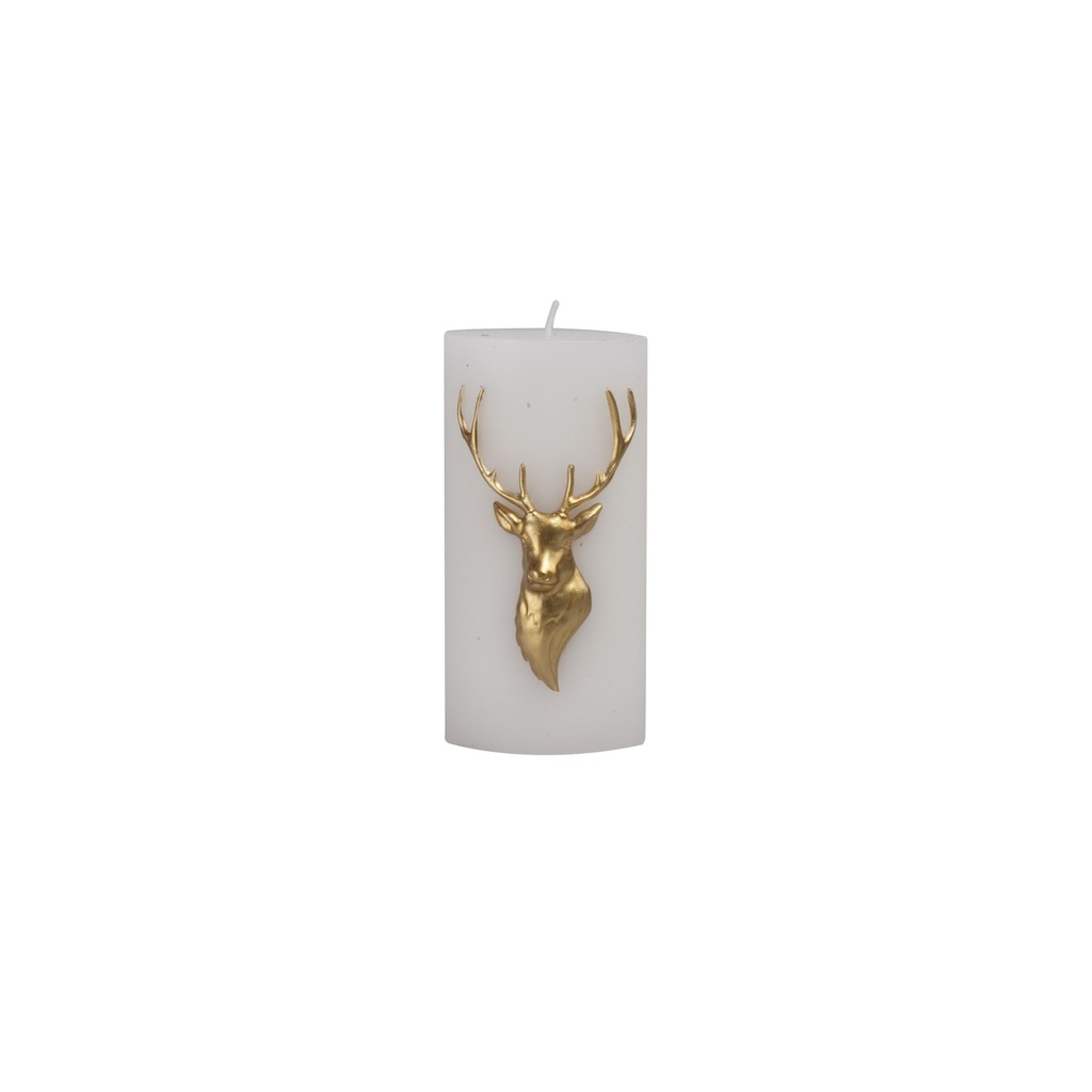 Bougie cylindrique avec Cerf doré