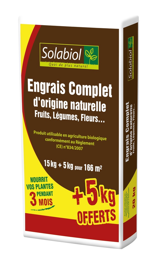 Engrais Complet - Promo 15+5Kg SOLABIOL