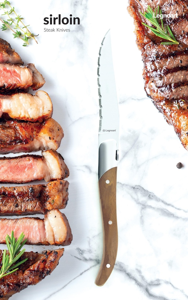 SIRLOIN  SET DE 4 COUTEAUX A STEAK MANCHE CLAIR