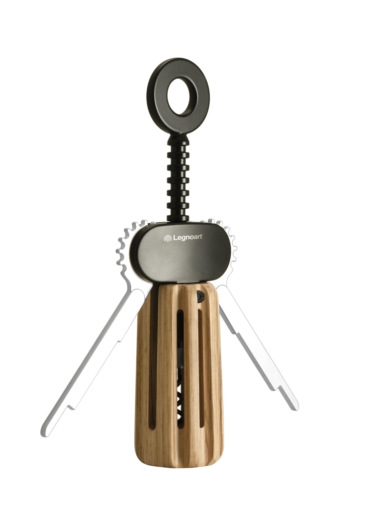 LUGANA TIRE BOUCHON A LEVIER CORPS METAL NOIR ET CHENE SCULPTE