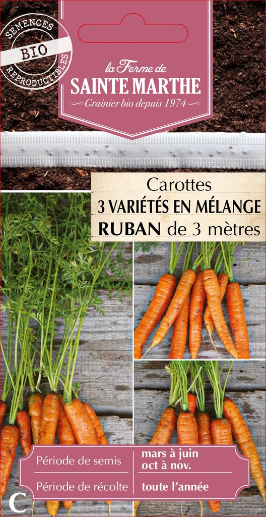 Carottes  3 Variétés En Mélange Touchon, De Colmar À Cœur Rouge 2, Nantaise 2