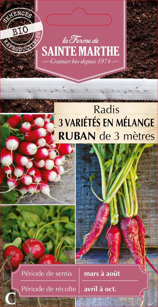 Radis  3 Variétés En Mélange De 18 Jours, Rosé De Pâques 3, Rond Écarlate