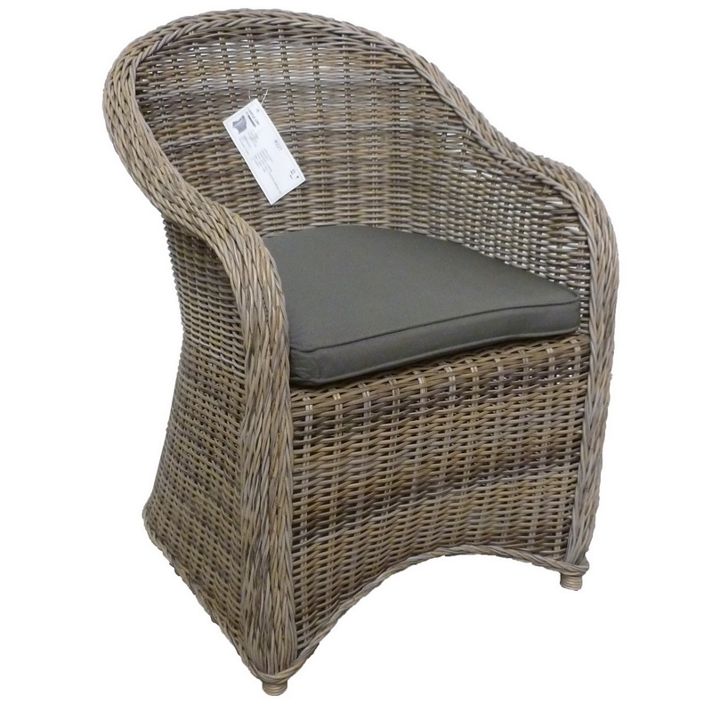Fauteuil Darwin sisal grey avec coussin army