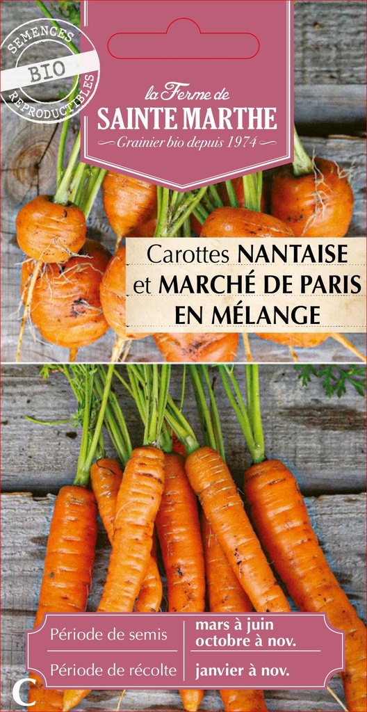 Carottes Marché De Paris, Nantaise 2 Variétés En Mélange