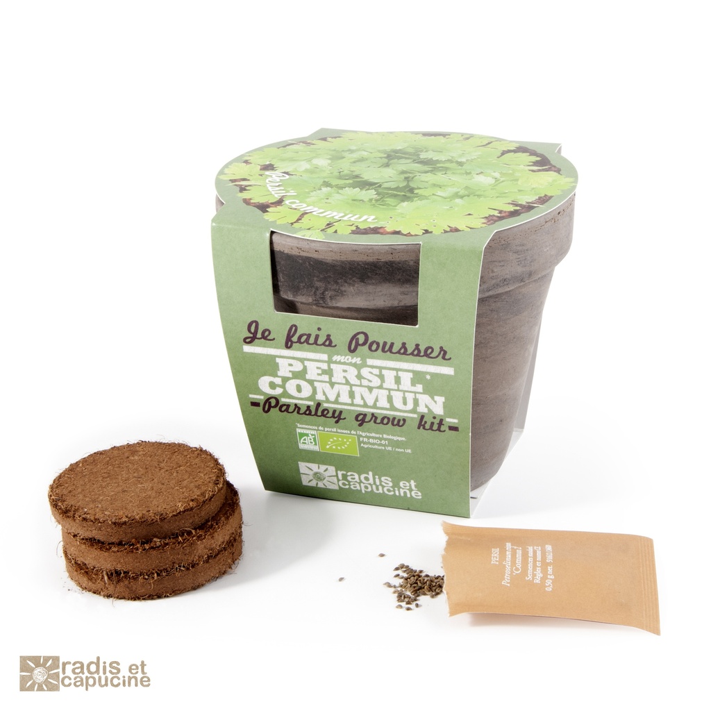 Pot Terre cuite Basalte 13cm Persil commun bio