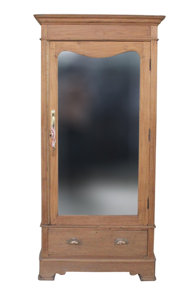 Armoire 1 porte miroir & 1 tiroir en teck ancien