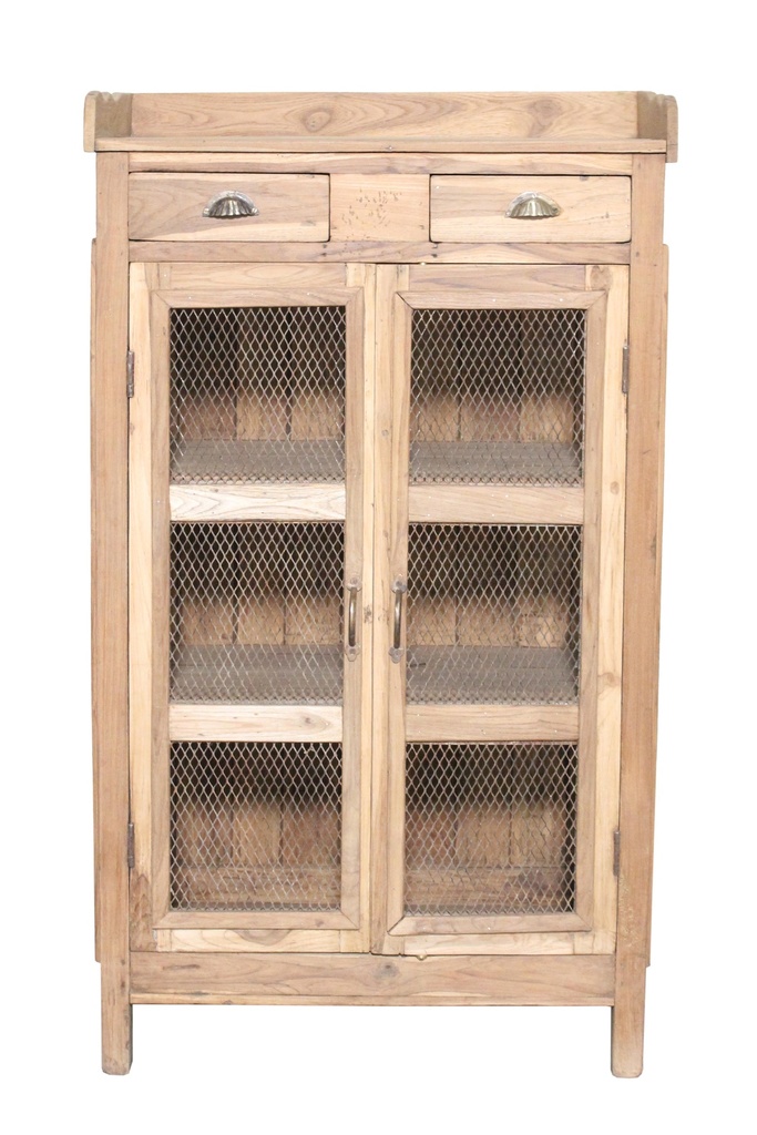 Garde-manger 2 tiroirs & 2 portes en teck ancien