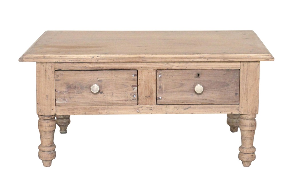 Table basse 2 tiroirs en teck ancien