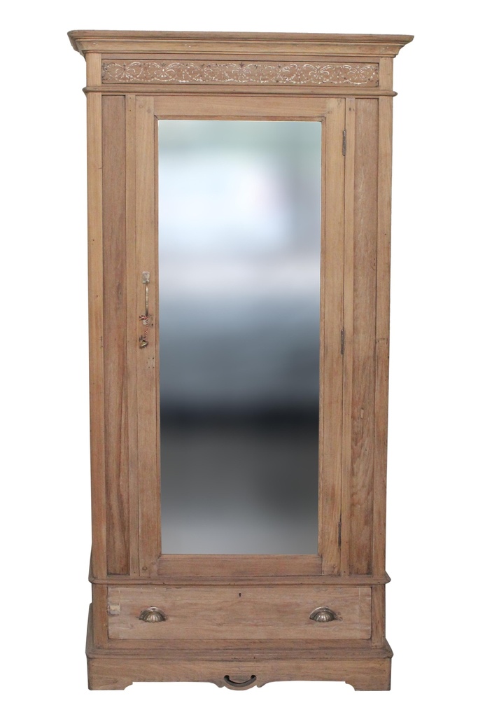 Armoire 1 porte miroir en teck ancien