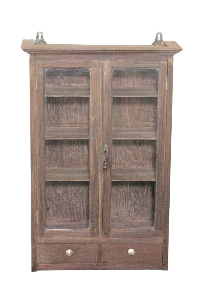 Vitrine 2 portes & 2 tiroirs en teck ancien