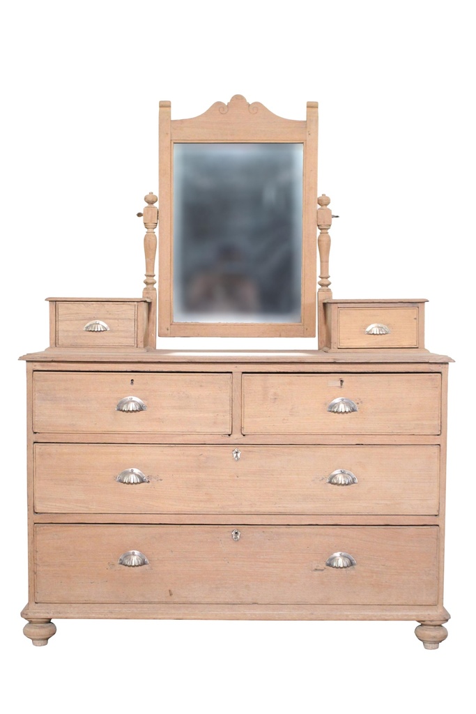 Coiffeuse 5 tiroirs avec miroir en teck ancien