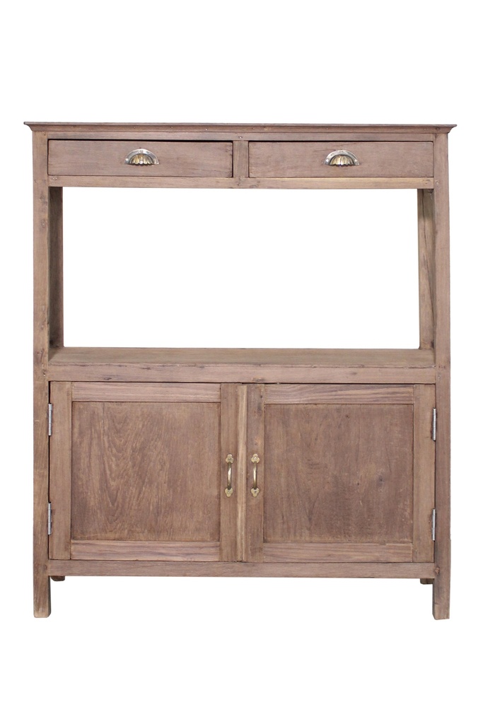 Desserte 2 tiroirs & 2 portes en teck ancien