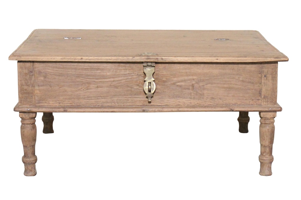 Table d'appoint coffre en teck ancien